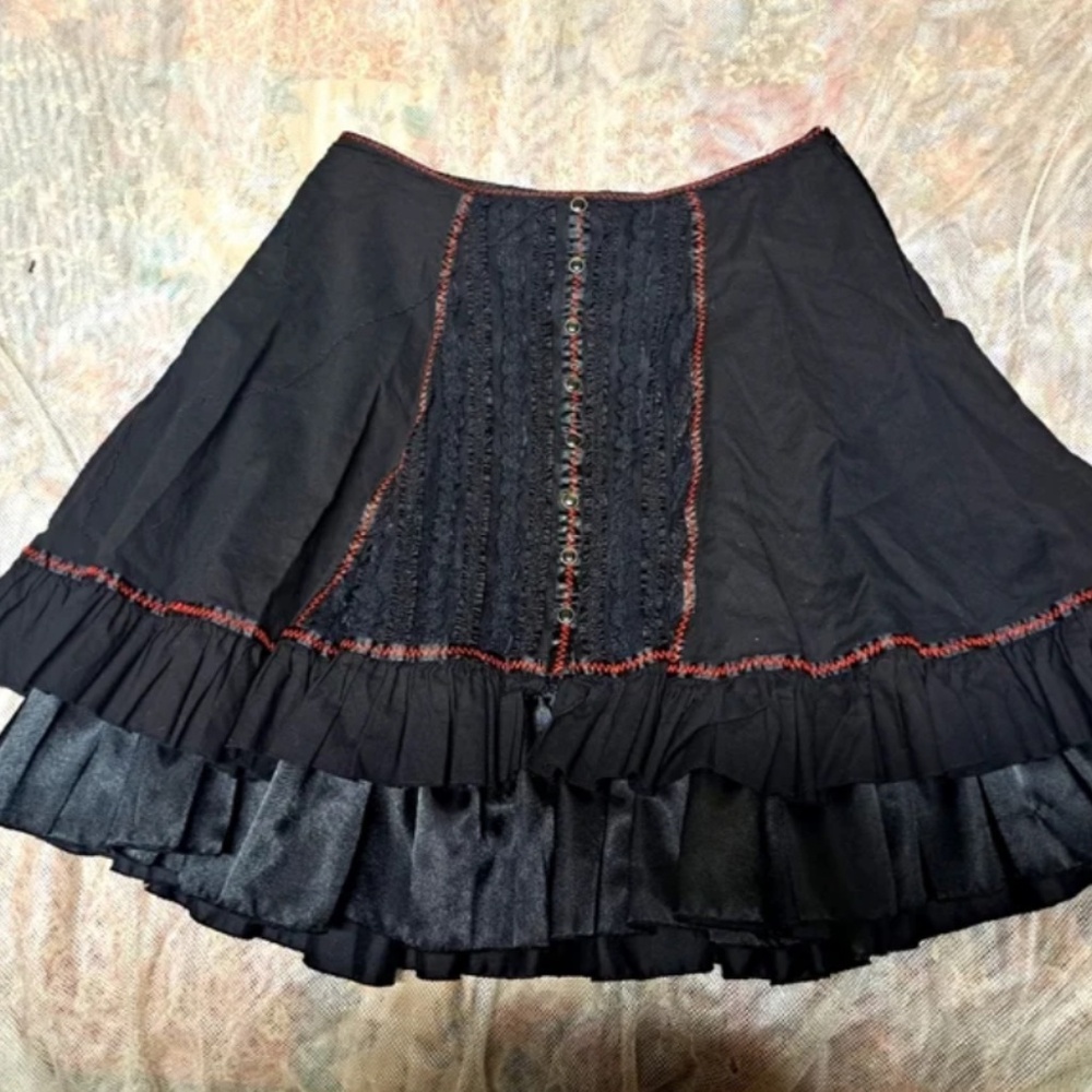 Black and Red Ruffle Lip Service Skirt *RESERVED for imboone231*
